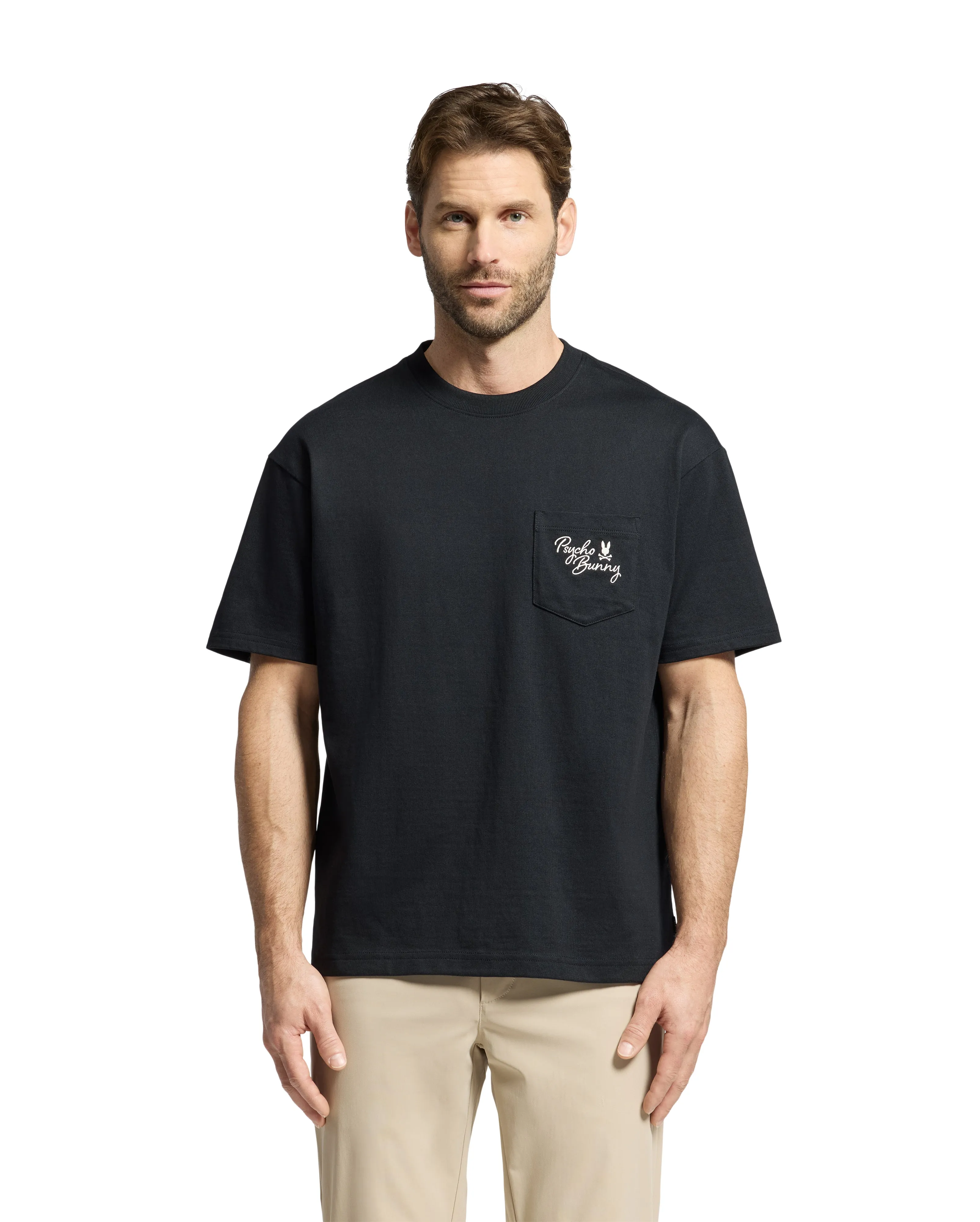Psycho Bunny Men's Desert Relaxed Fit Pocket Tee - Black