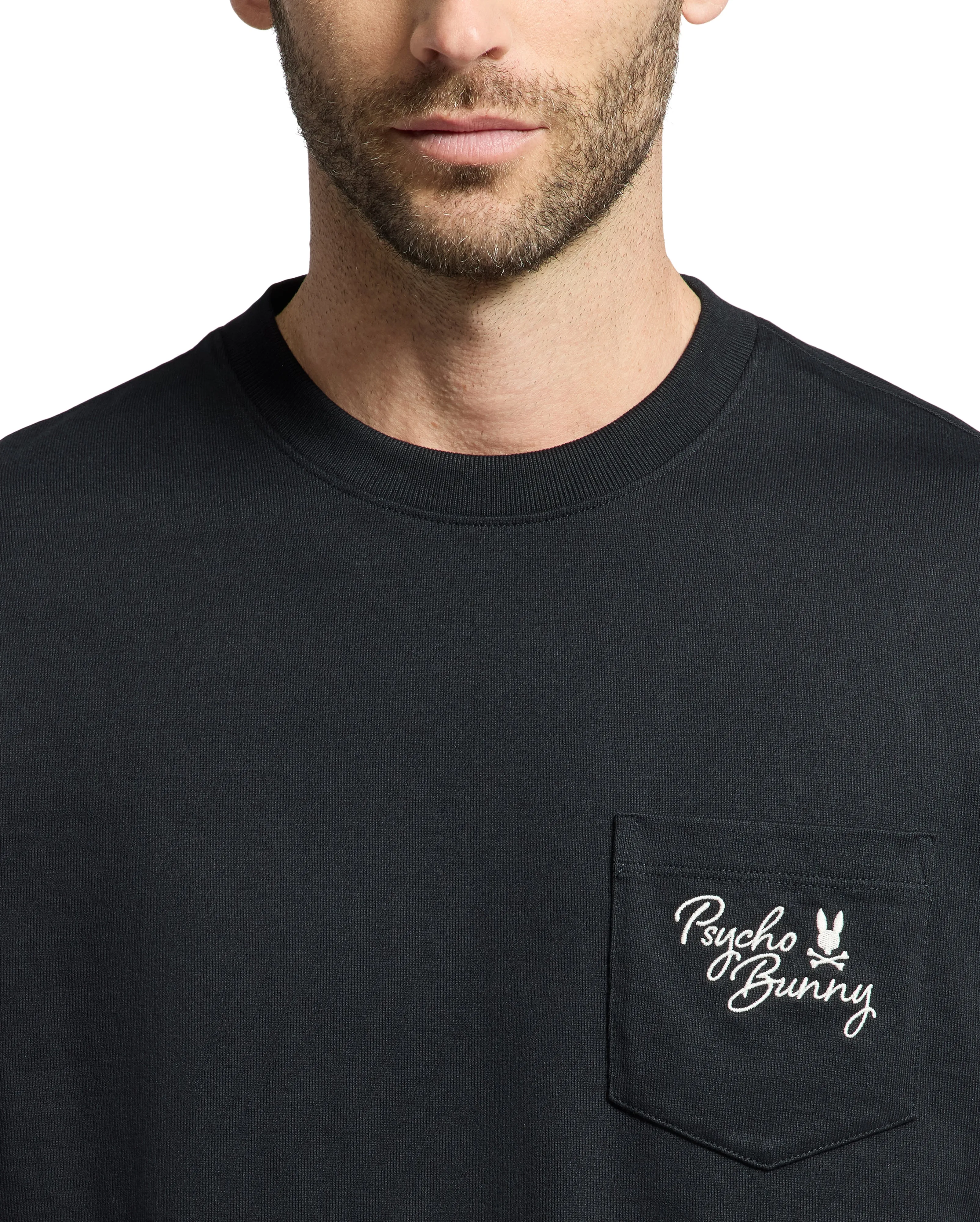 Psycho Bunny Men's Desert Relaxed Fit Pocket Tee - Black