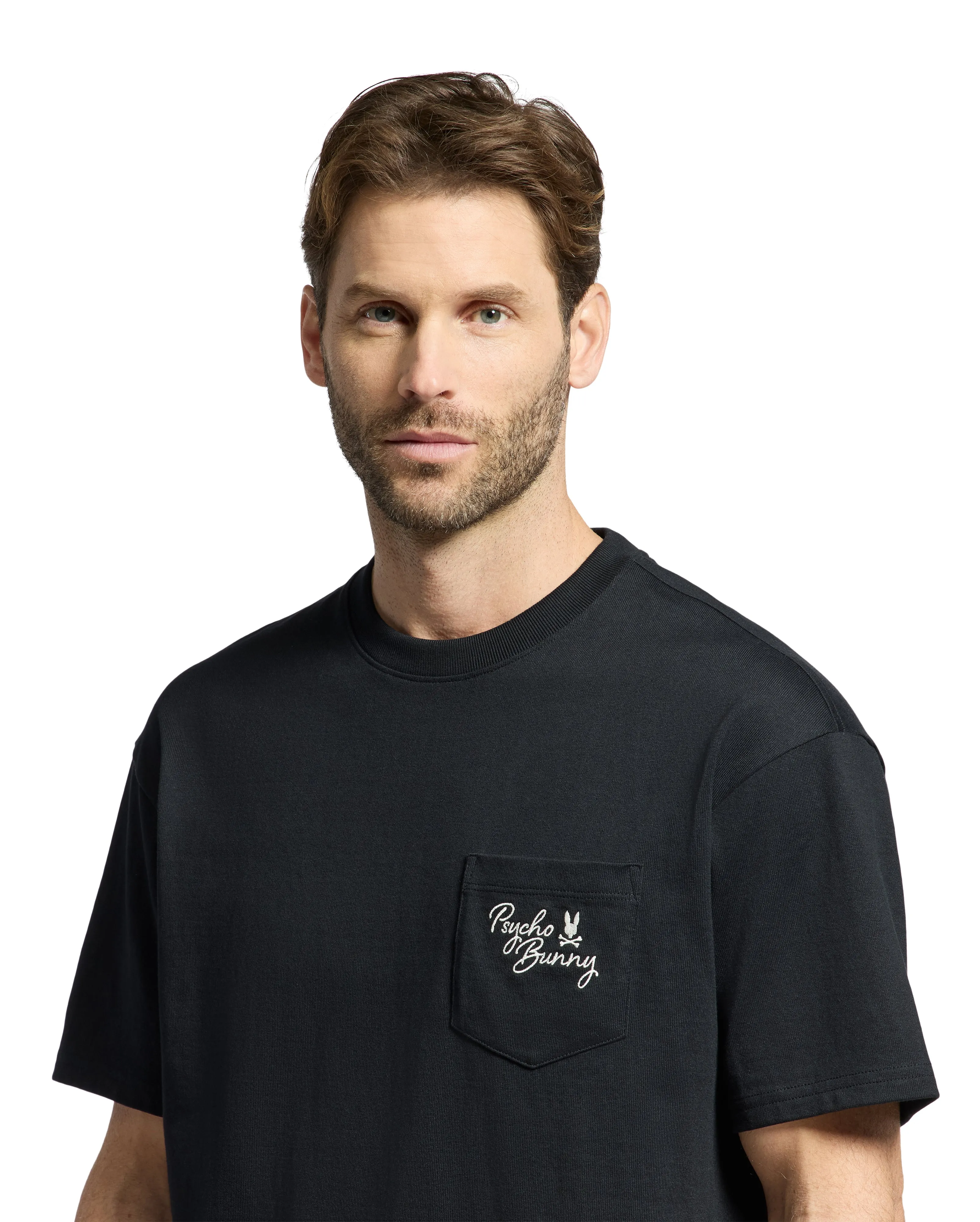Psycho Bunny Men's Desert Relaxed Fit Pocket Tee - Black