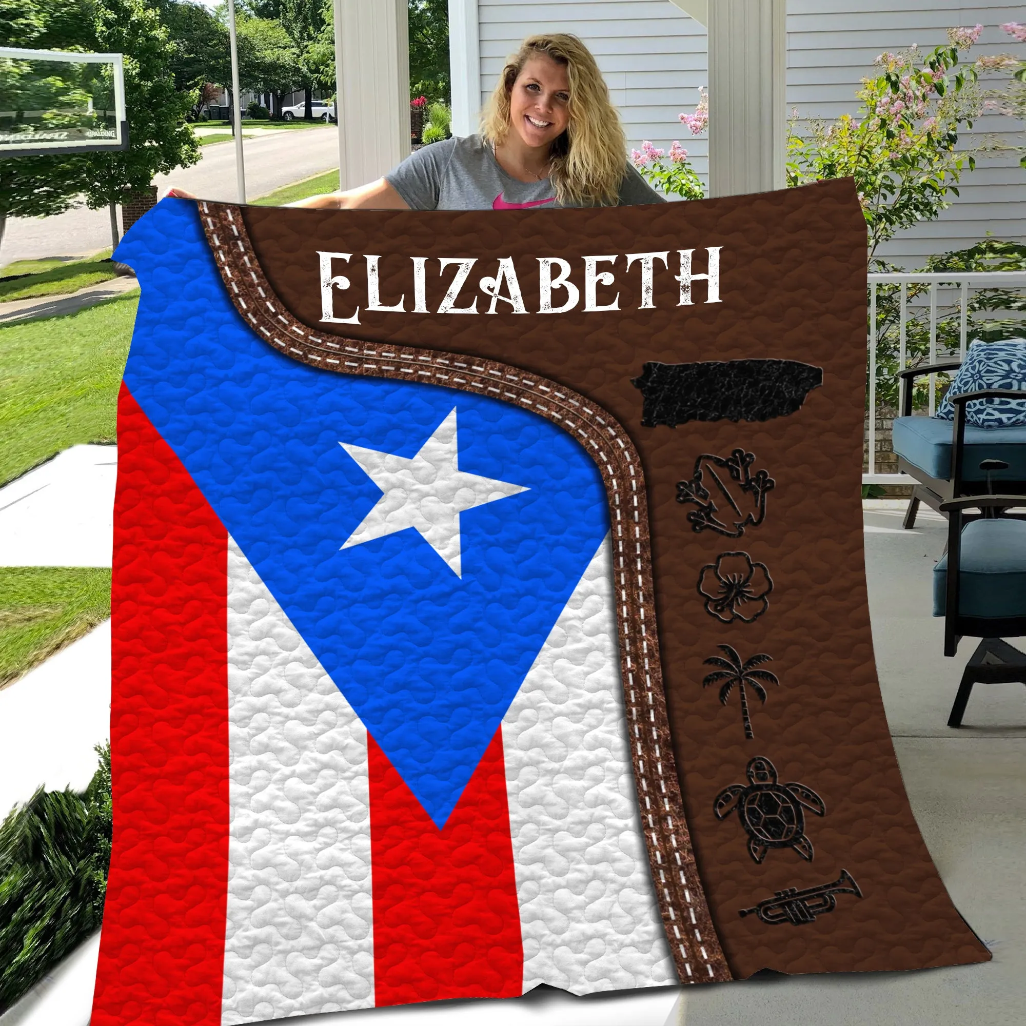 Puerto Rico Personalized Blanket Quilt With Name