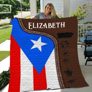 Puerto Rico Personalized Blanket Quilt With Name