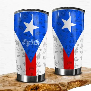 Puerto Rico Personalized Tumbler With Your Name  Flag And Symbols