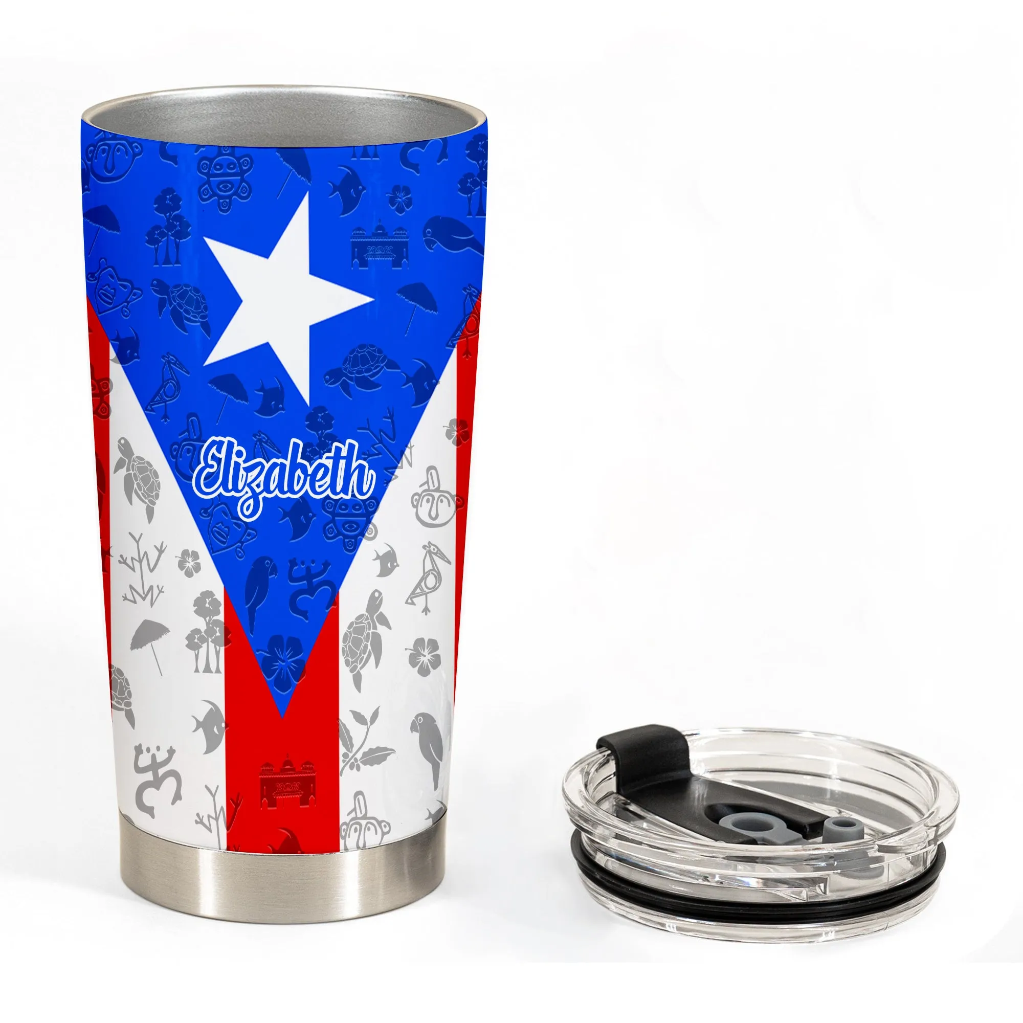 Puerto Rico Personalized Tumbler With Your Name  Flag And Symbols