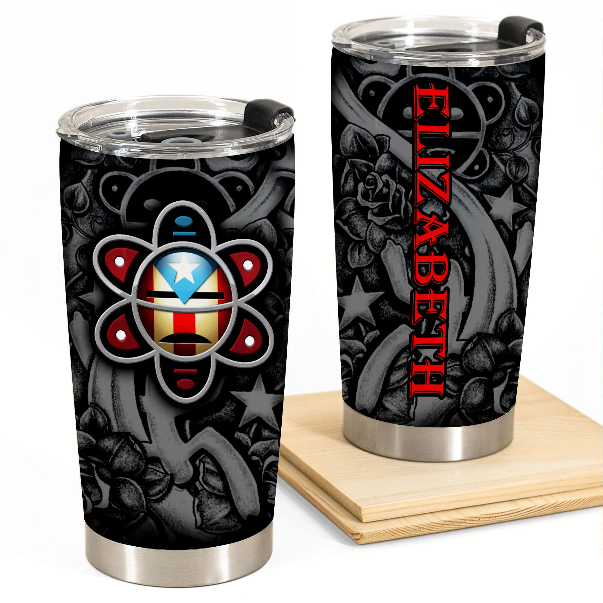 Puerto Rico Symbols Personalized Cup Stainless Steel Insulated Tumbler