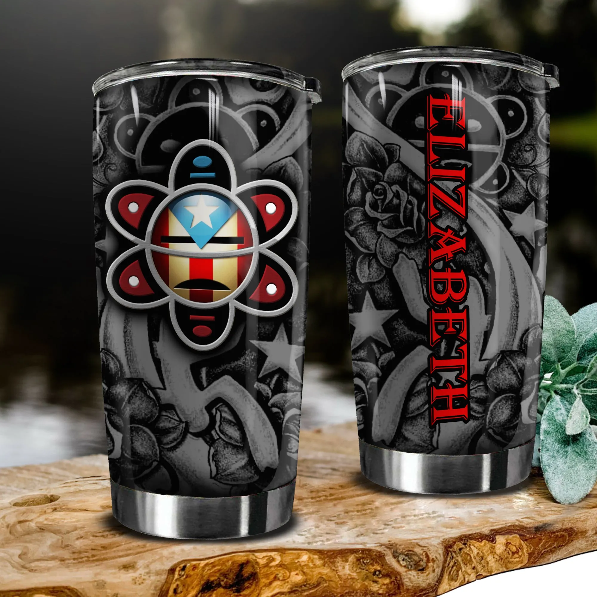Puerto Rico Symbols Personalized Cup Stainless Steel Insulated Tumbler