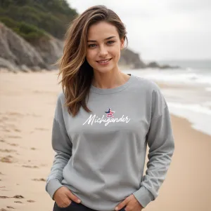 "Flag Michigander" Relaxed Fit Classic Crew Unisex Sweatshirt