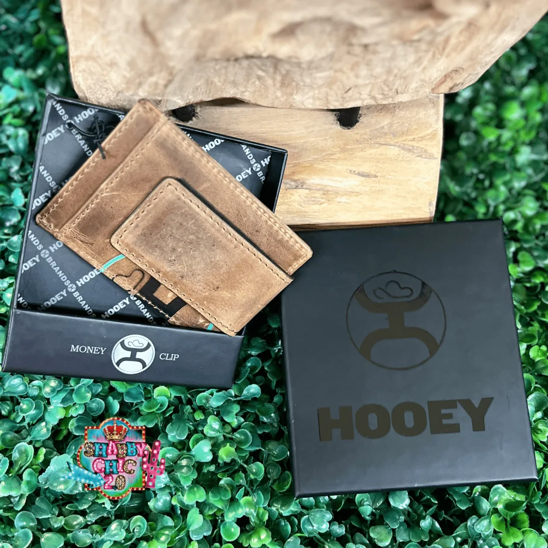 "HOOEY 2.0" BROWN W/BLACK & TURQUOISE MONEY CLIP WALLET