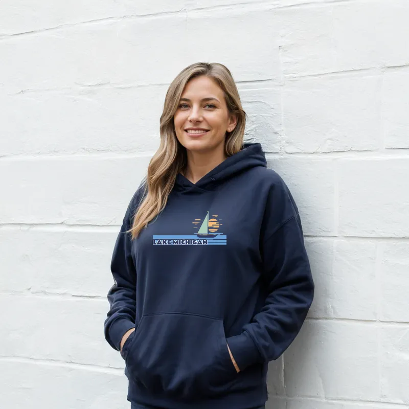 "Lake Michigan" Relaxed Fit Classic Unisex Hoodie