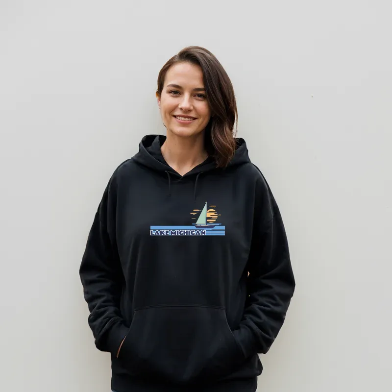 "Lake Michigan" Relaxed Fit Classic Unisex Hoodie
