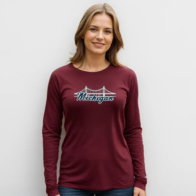 "Mackinac Bridge" Relaxed Fit Long Sleeve Unisex T-Shirt