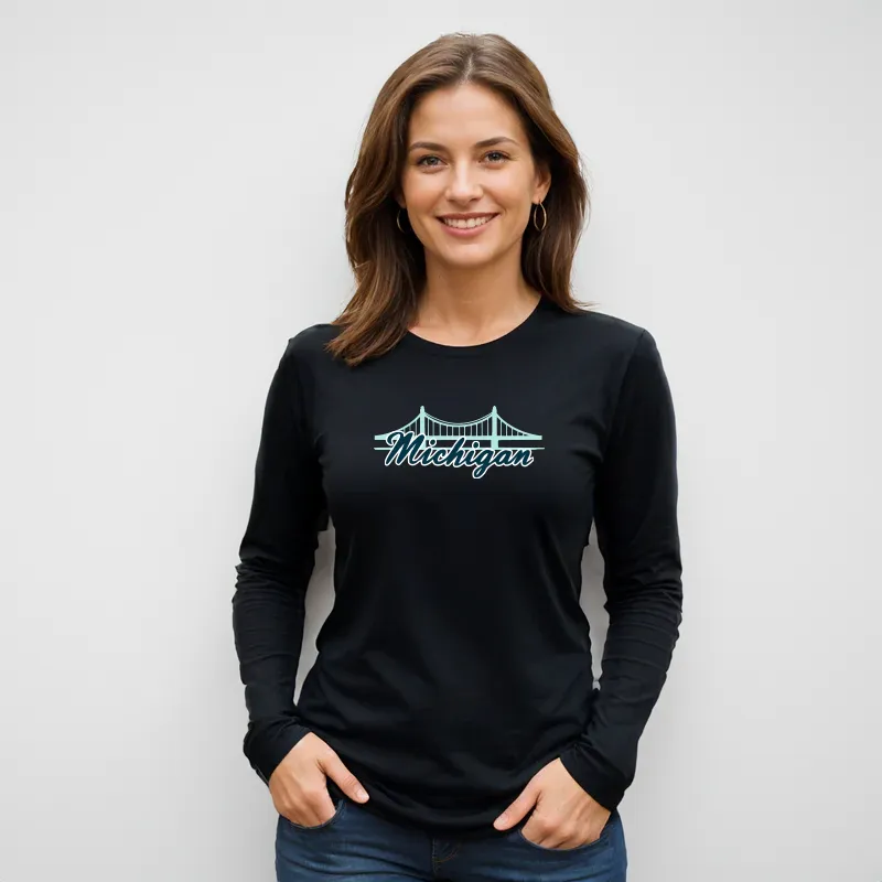"Mackinac Bridge" Relaxed Fit Long Sleeve Unisex T-Shirt