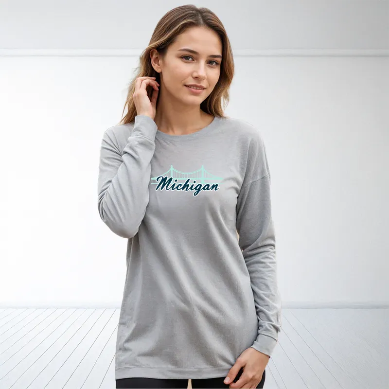 "Mackinac Bridge" Relaxed Fit Long Sleeve Unisex T-Shirt