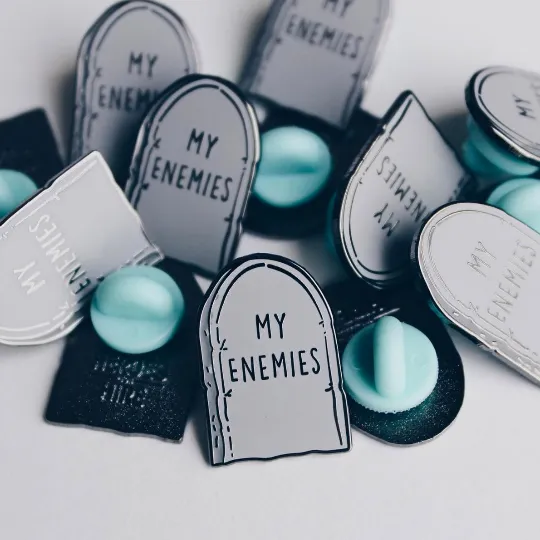 "My Enemies Tombstone" Lapel Pin
