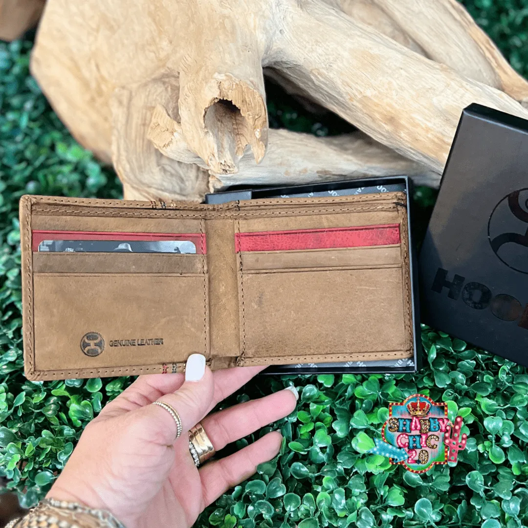 "RANGER" TAN W/EMBROIDERED ACCENTS BIFOLD HOOEY WALLET