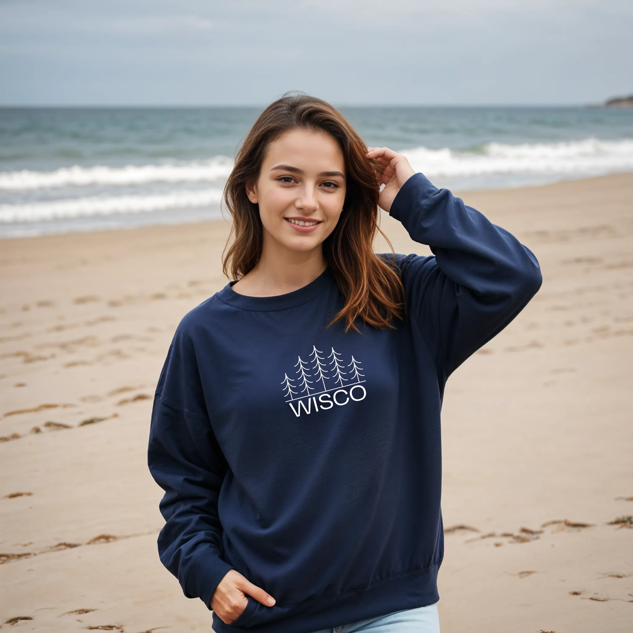 "Wisco" Relaxed Fit Classic Crew Unisex Sweatshirt