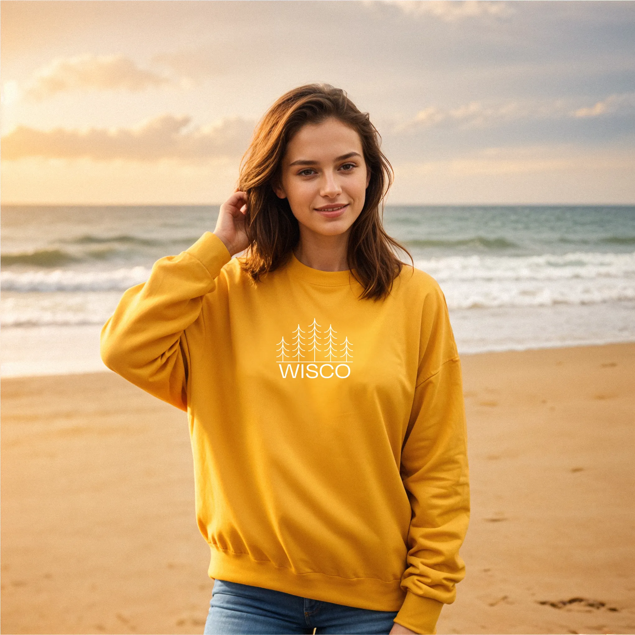 "Wisco" Relaxed Fit Classic Crew Unisex Sweatshirt
