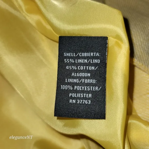 Rafaella Yellow  Angled Open Front Linen Blend Blazer NWT  Sz: 14 NWT