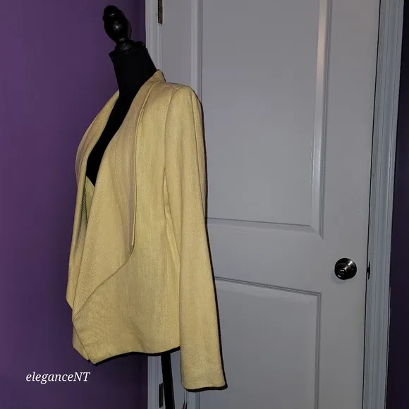 Rafaella Yellow  Angled Open Front Linen Blend Blazer NWT  Sz: 14 NWT