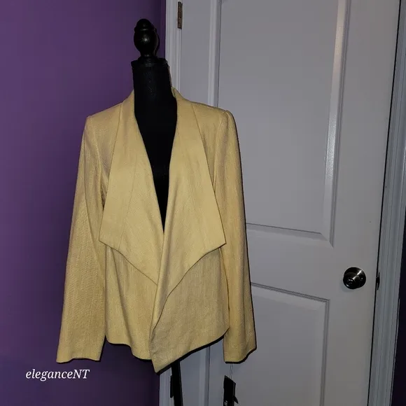Rafaella Yellow  Angled Open Front Linen Blend Blazer NWT  Sz: 14 NWT