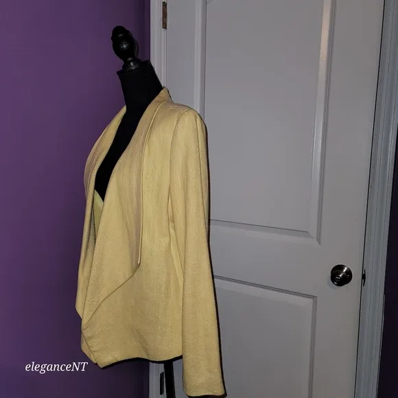 Rafaella Yellow  Angled Open Front Linen Blend Blazer NWT  Sz: 14 NWT