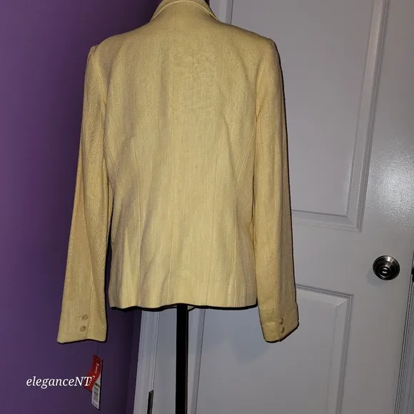 Rafaella Yellow  Angled Open Front Linen Blend Blazer NWT  Sz: 14 NWT