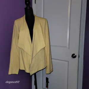 Rafaella Yellow  Angled Open Front Linen Blend Blazer NWT  Sz: 14 NWT