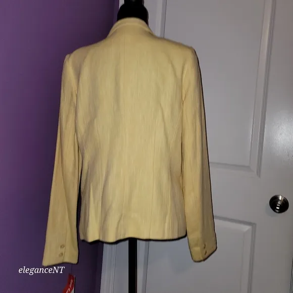 Rafaella Yellow  Angled Open Front Linen Blend Blazer NWT  Sz: 14 NWT