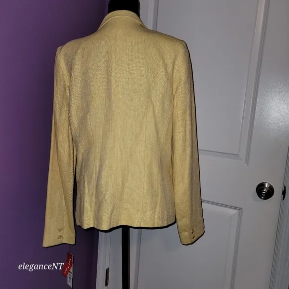 Rafaella Yellow  Angled Open Front Linen Blend Blazer NWT  Sz: 14 NWT