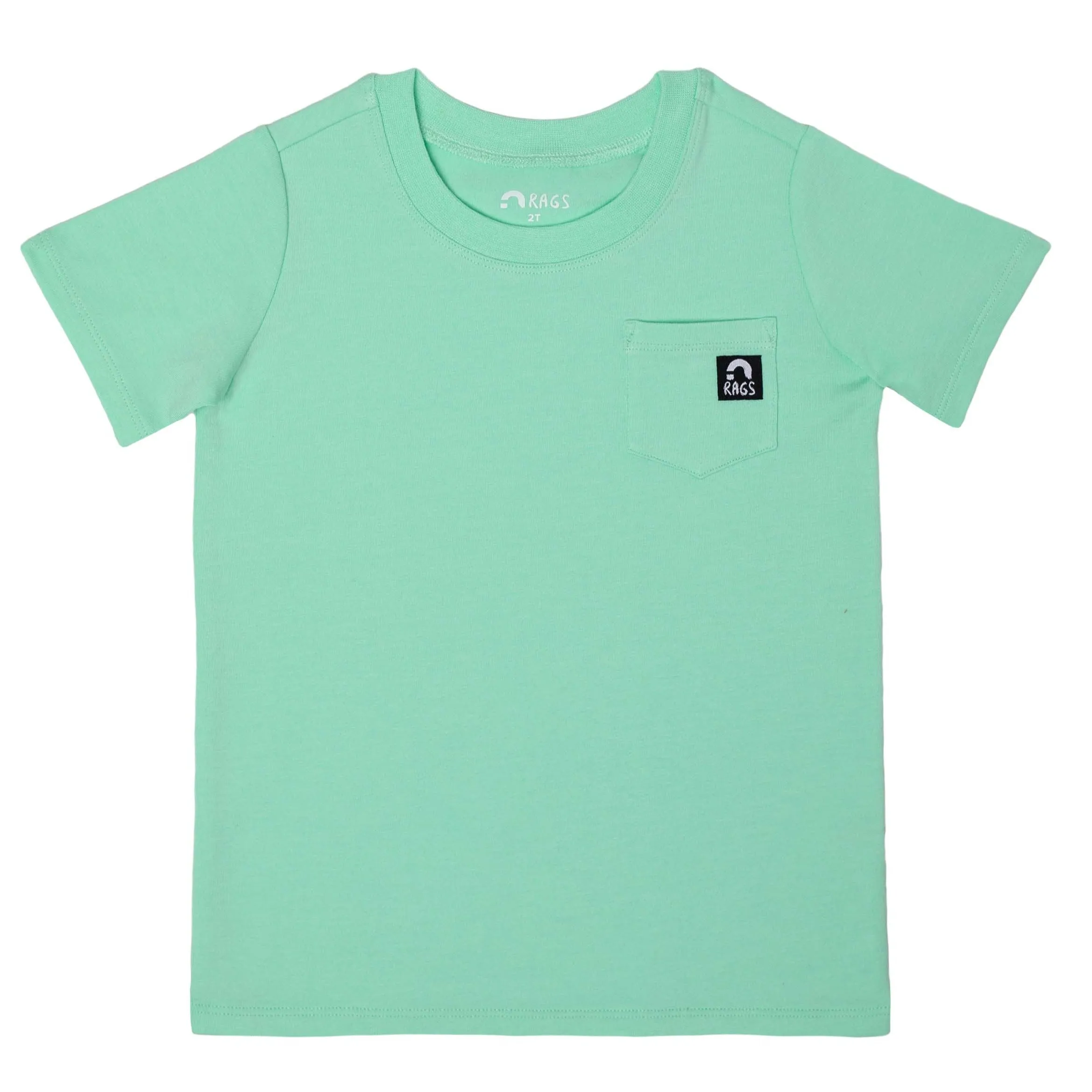 RAGS Essentials Short Sleeve Chest Pocket Rounded Kids Tee - Cabbage