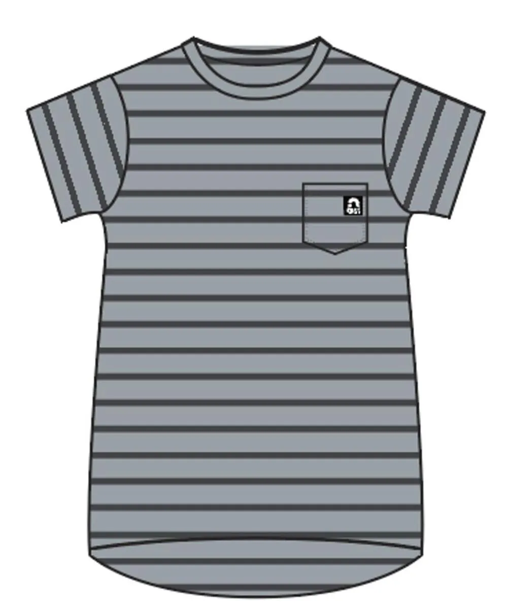 RAGS Essentials Short Sleeve Chest Pocket Rounded Kids Tee - Quarry Stripe