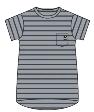 RAGS Essentials Short Sleeve Chest Pocket Rounded Kids Tee - Quarry Stripe