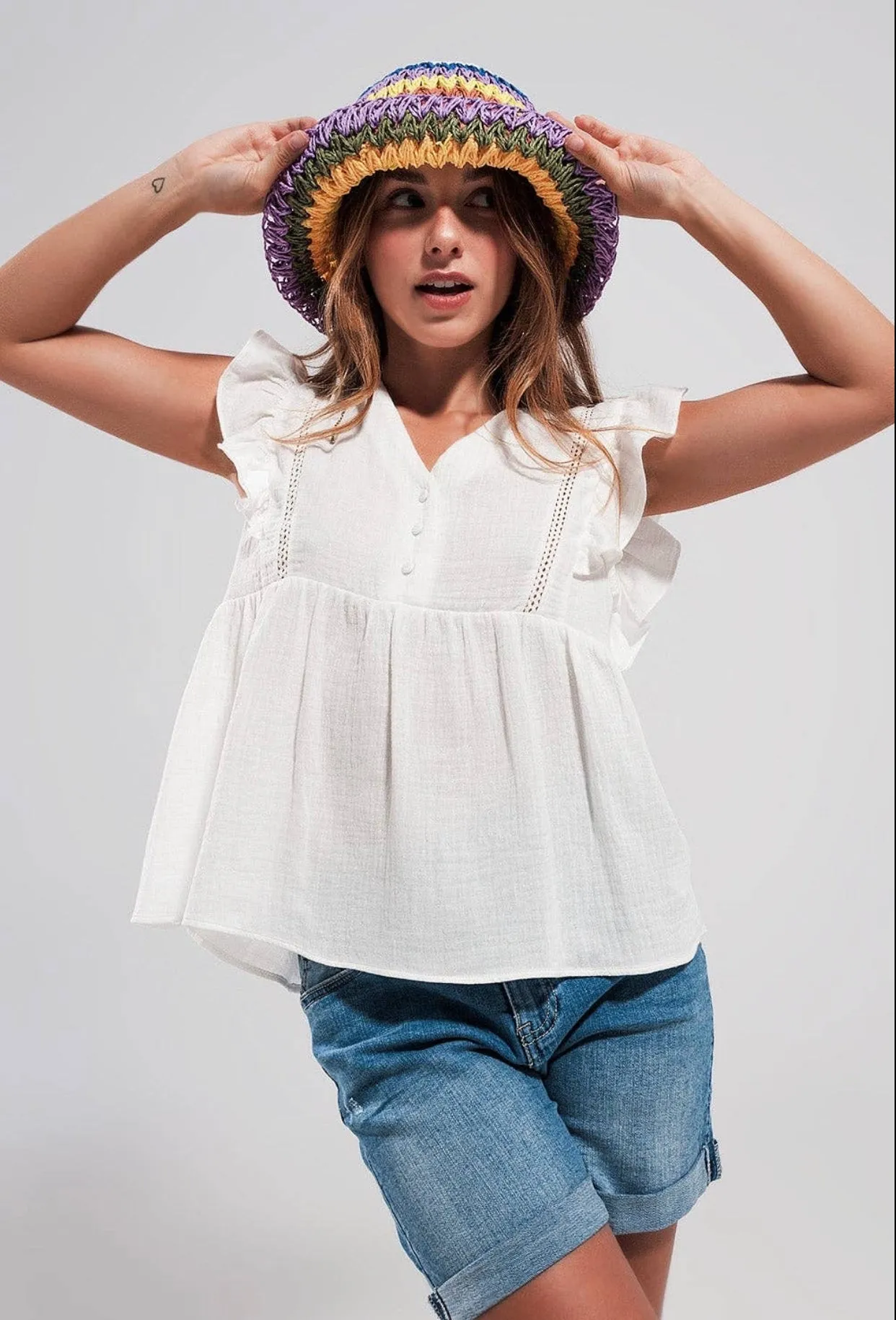 Rainbow Straw Bucket Hat