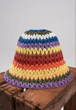 Rainbow Straw Bucket Hat