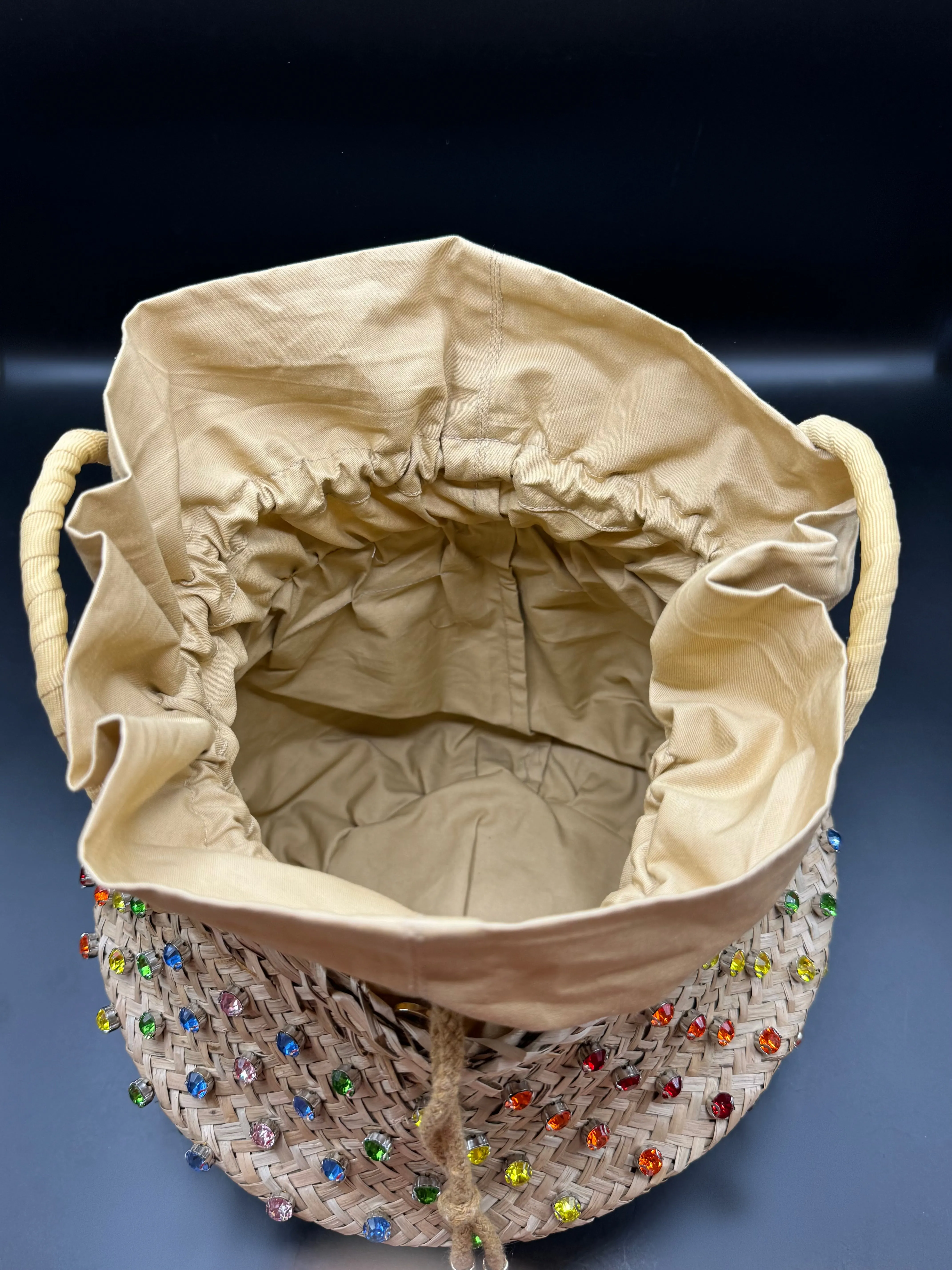 Rainbow Straw Bucket Tote