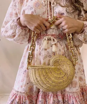 Rattan Purse with acrylic chain link 530-2 | Erika Williner Designs