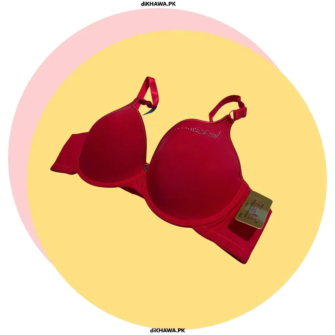 Red Fancy Soft Padded Flourish Bra - Single Padded Underwired Bra - FL913- 2021