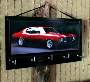 Red Muscle Car Print Key Organizer