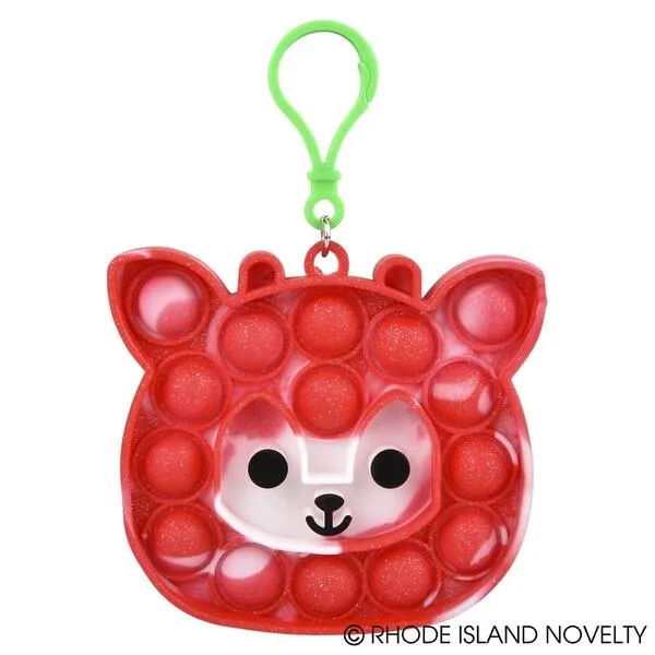 Red/White Reindeer Bubble Popper Clip On 4"