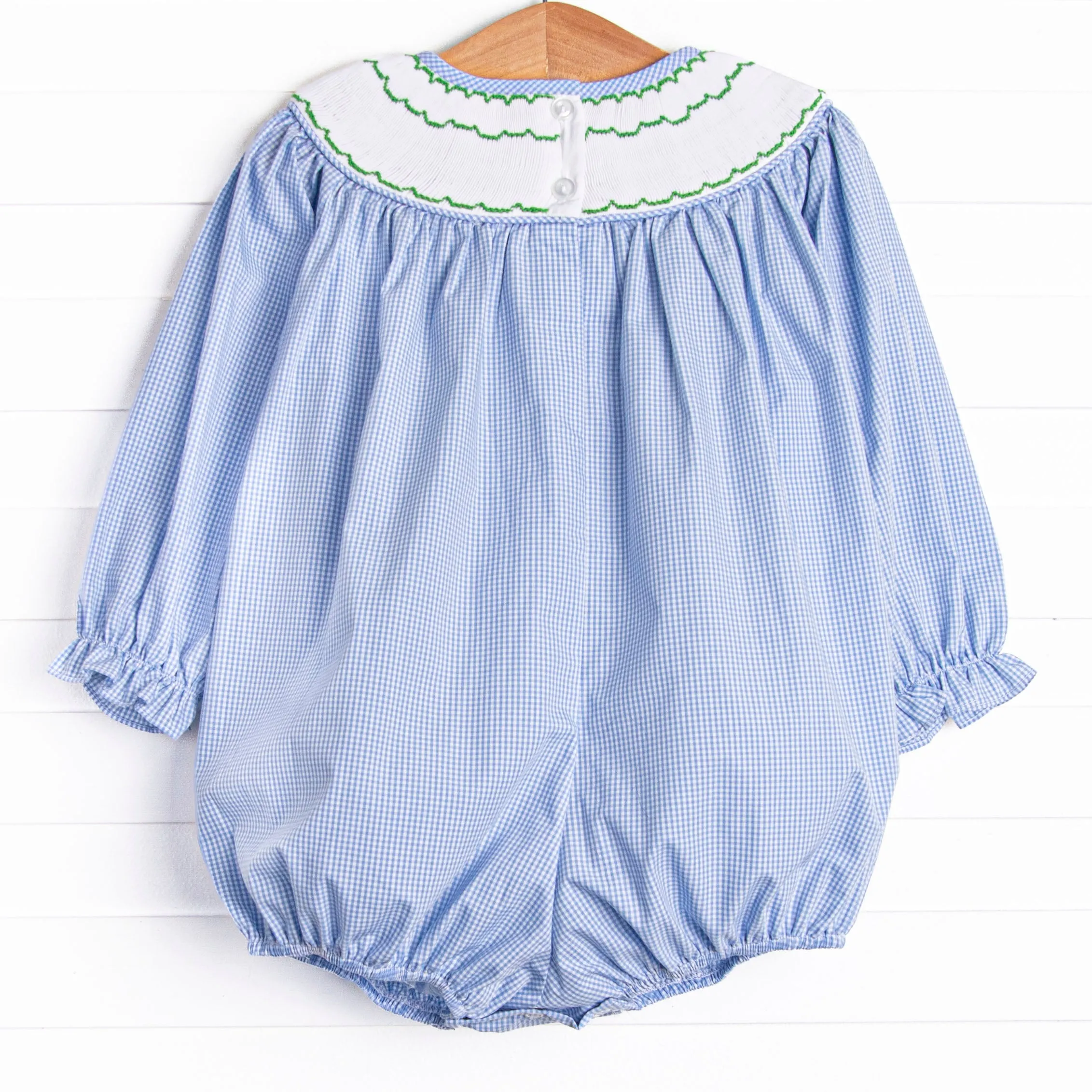 Reindeer Cheer Smocked Girl Bubble, Blue