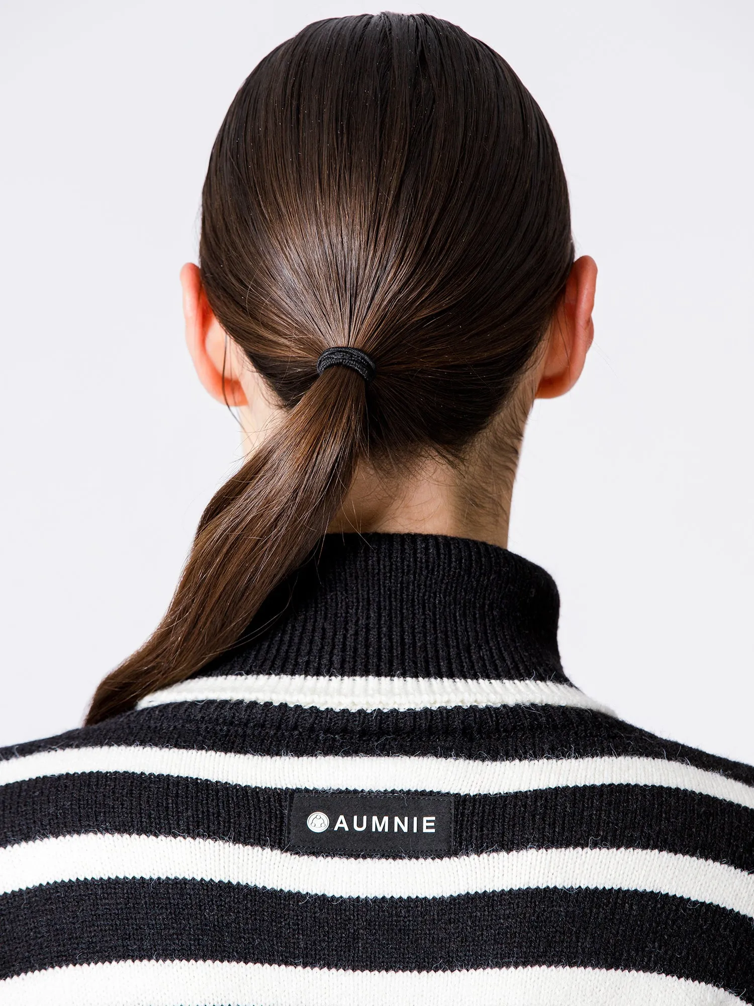 RELAXED STRIPED TURTLENECK SWEATER, BLACK/WHITE