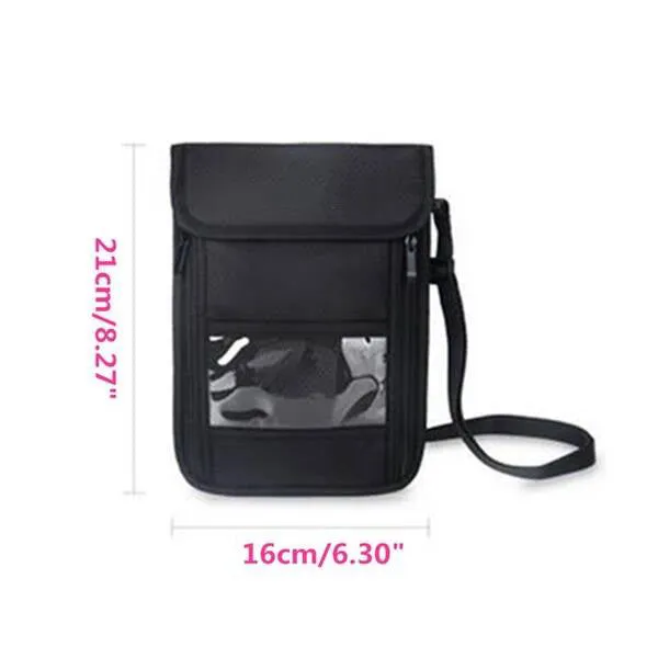 RFID Blocking Passport Card Holder Neck Stash Pouch Security Travel Wallet Bag