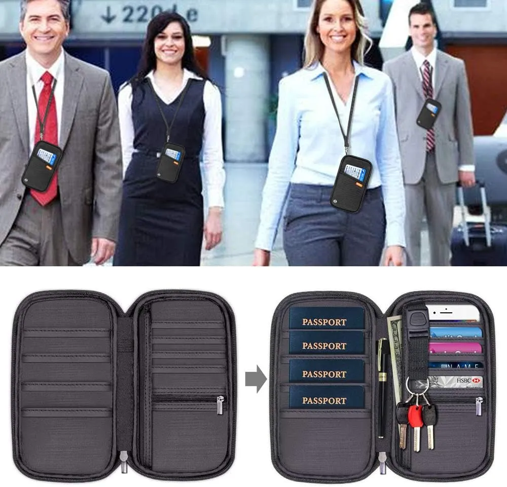 RFID Family Passport Wallet Waterproof Travel Organizer Bag