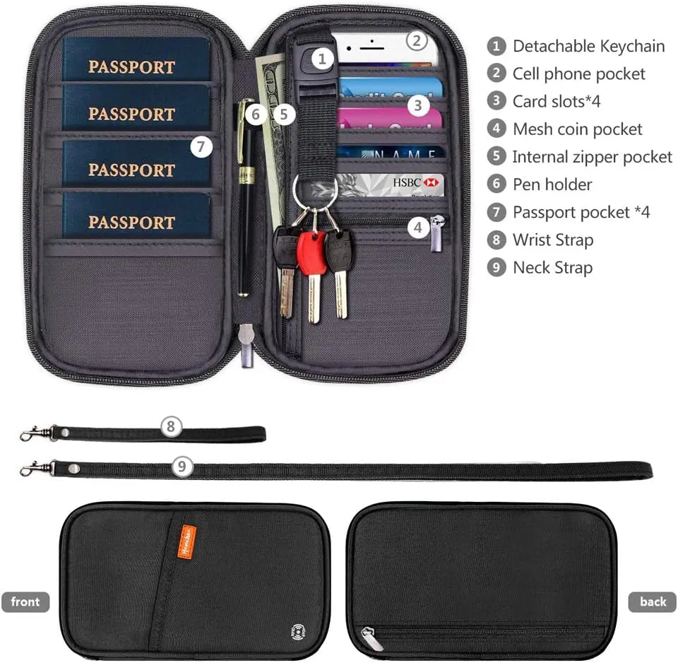 RFID Family Passport Wallet Waterproof Travel Organizer Bag