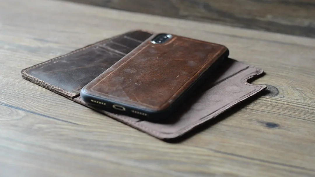 RFID Genuine leather Retro Wallet for Iphone XS Max 6.5 inches Wallet Case Magnetic Detachable