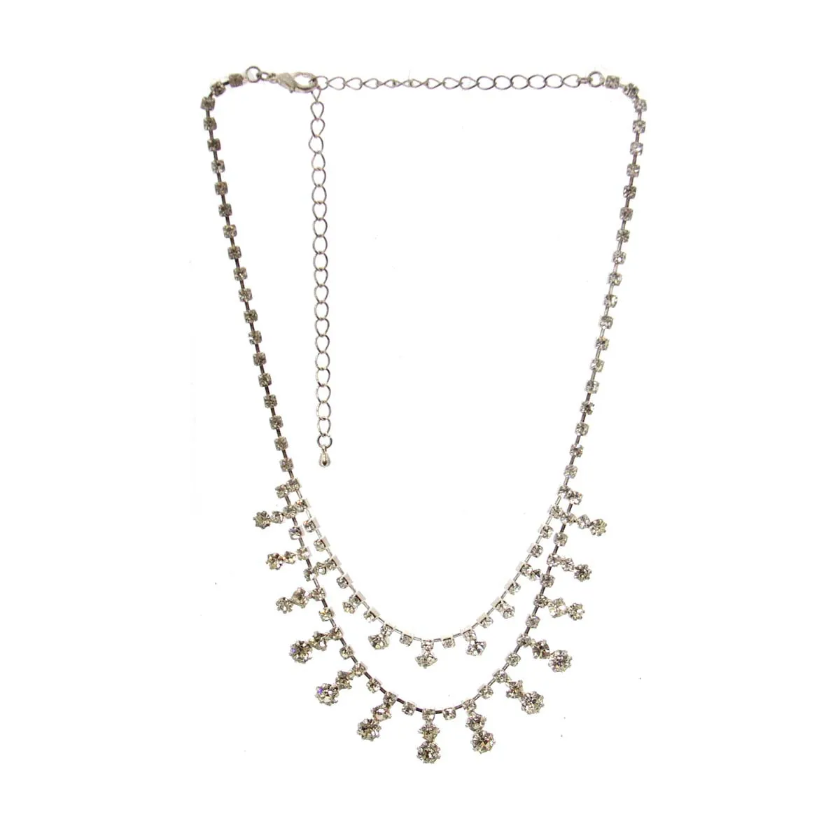 Rhinestone Necklace Silver tone