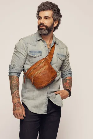 Rider Crossbody Sling Bag - Cognac Rocks