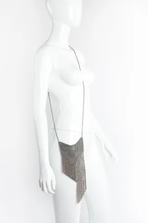 Ring Mesh Fold Over Asymmetrical Chain Fringe Bag