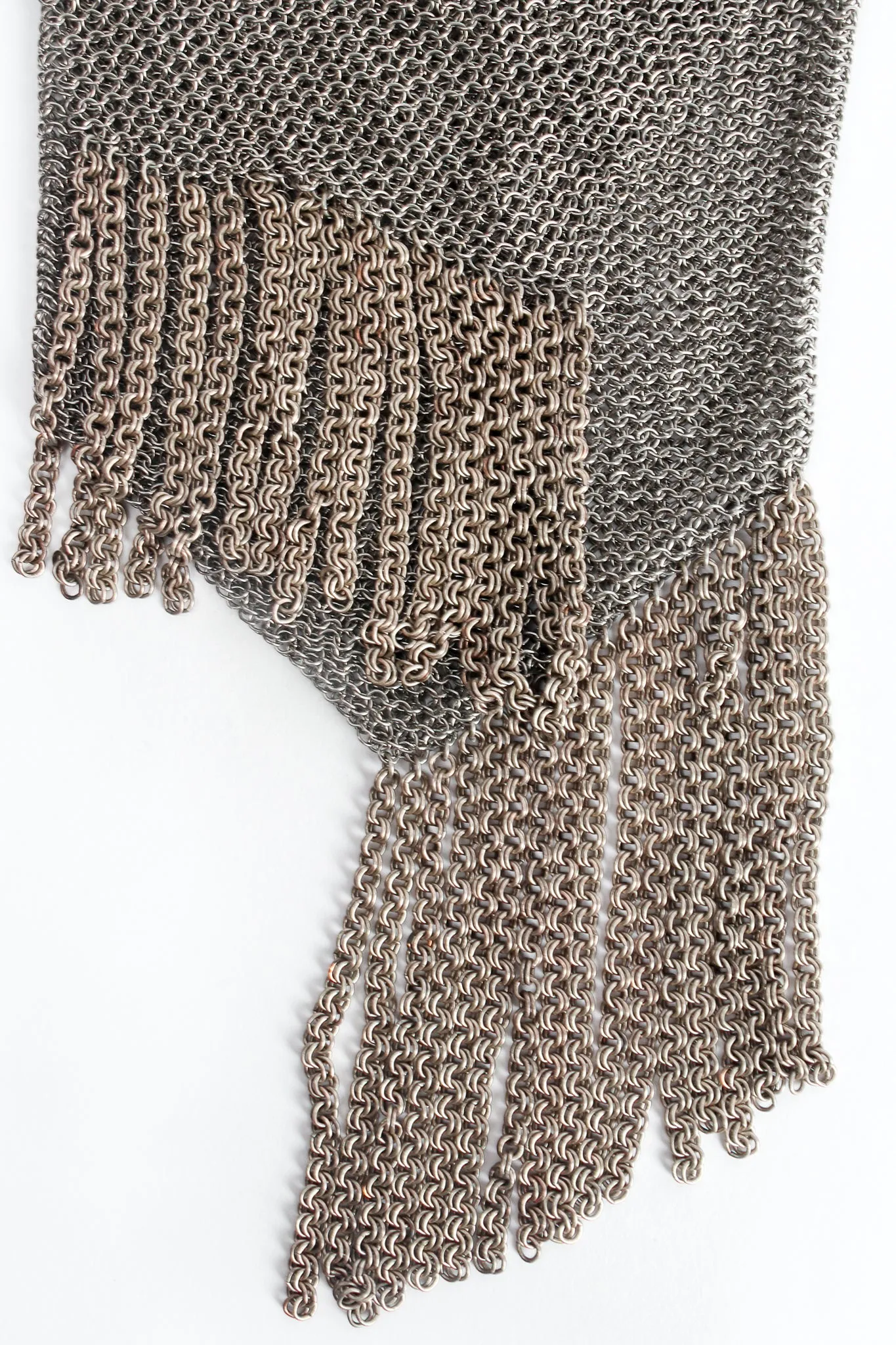 Ring Mesh Fold Over Asymmetrical Chain Fringe Bag