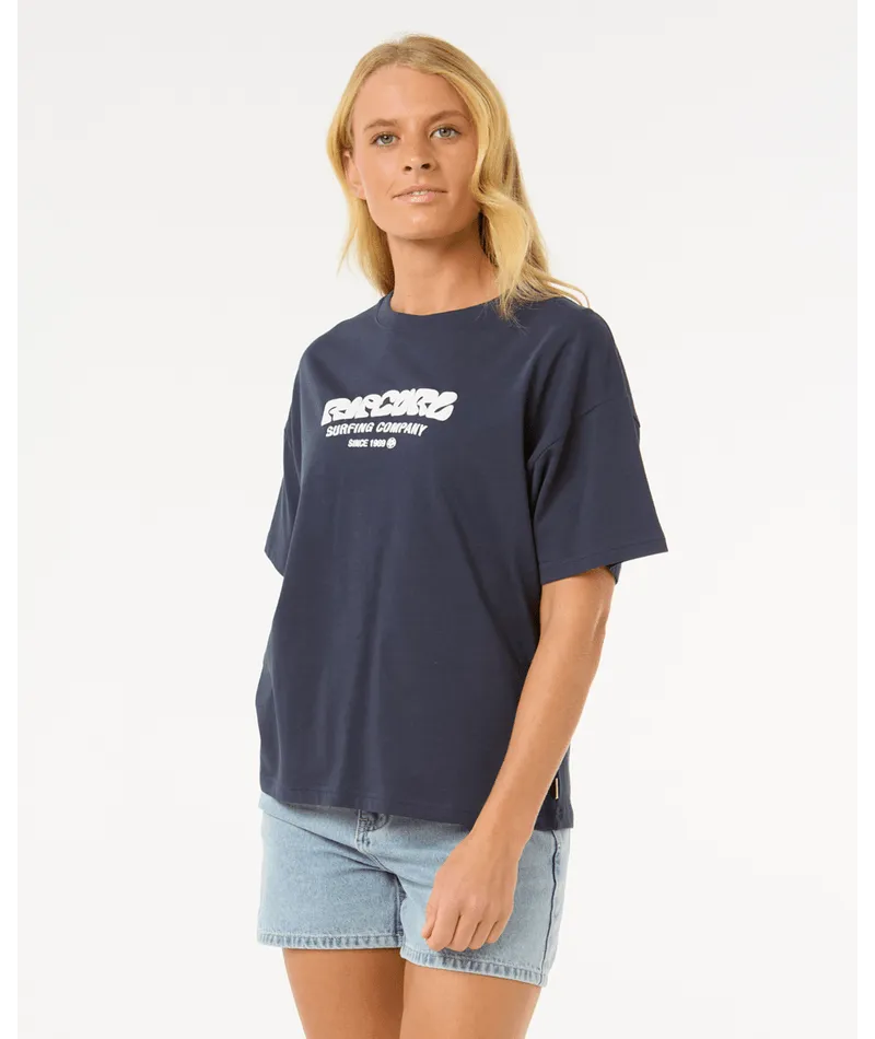 RIP CURL SURF PUFF RELAXED TEE - NAVY