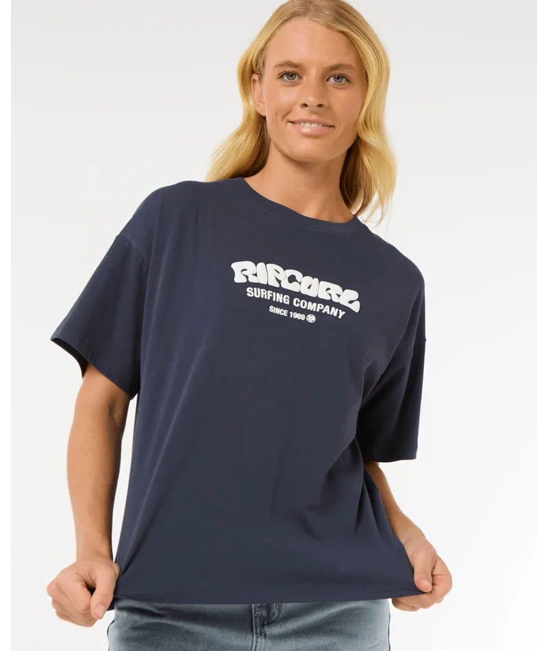 RIP CURL SURF PUFF RELAXED TEE - NAVY